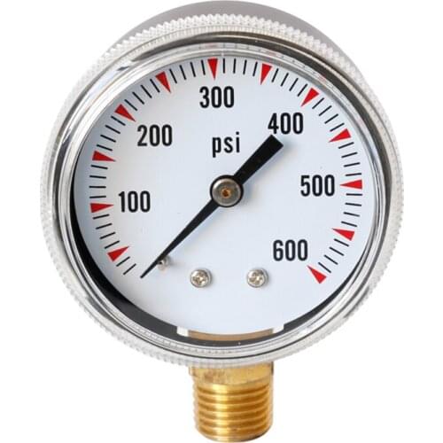 1/4" NPT 0-600 PSI 2" Brass Pressure Gauge Easy Read Meter with Bottom Connection Pressure Measuring Instruments Replacement