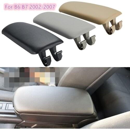 1 Pcs Leather car Center Console Arm Rest Cover Storage Box Lid For Audi A4 B6 B7 2002-2007 Armrest Latch Cover BLACK GREY BEIGE