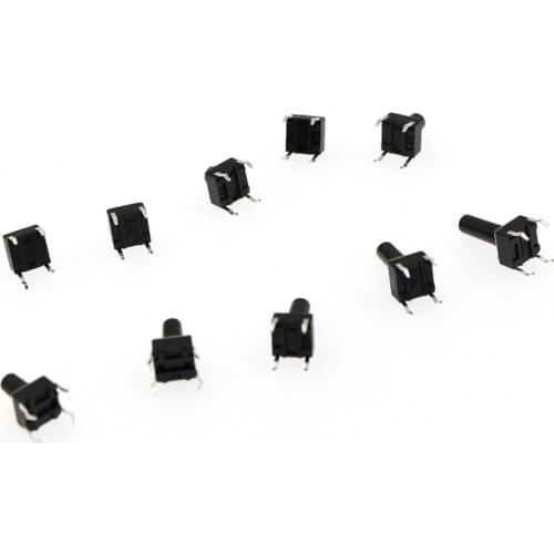 100PCS 6pcs 6x4.3-13mm PCB Momentary Touch Touch Push Button Button