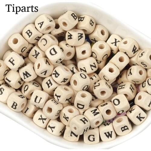 100pcs/ Wood Beads Square Round Alphabet Letter Beads Spacer Beads For Jewelry Making Handmade Diy Bracelet Necklace