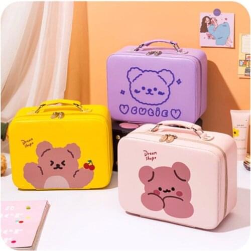 2021 Bear Super Large Cosmetic Bag Girls Waterproof Pu Multifunction Makeup Box Travel Storage Organizer Portable Handbags