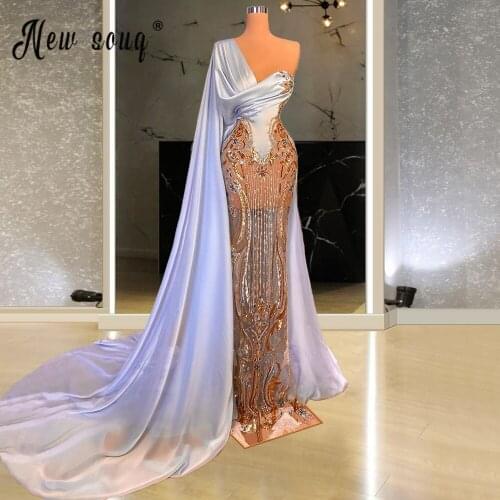 2021 One Shoulder Vintage/retro Luxury Crystals Evening Dresses Long Mermaid Party Gowns Bridal Dress vestido de festa De Soiree