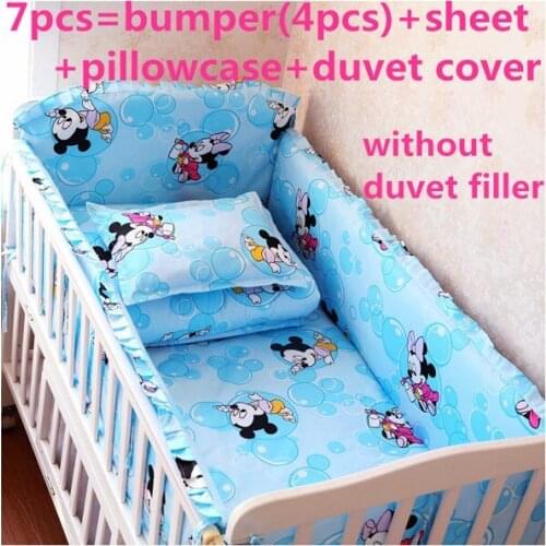 6/7pcs Cartoon baby bedding cushion baby nursery kit berço quilt cover pillow piece set,120*60/120*70cm