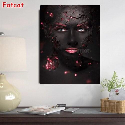 5D Full Square Drill Diamond Painting Sexy African Beauty Red Lips Rhinestone of Picture Diamond Embroidery Home Decor PP1674