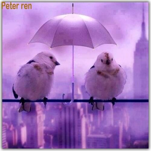 Diy diamond painting 3d square Diamond Mosaic Resin rhinestone full cross stitch Diamond Embroidery Under umbrella of bird