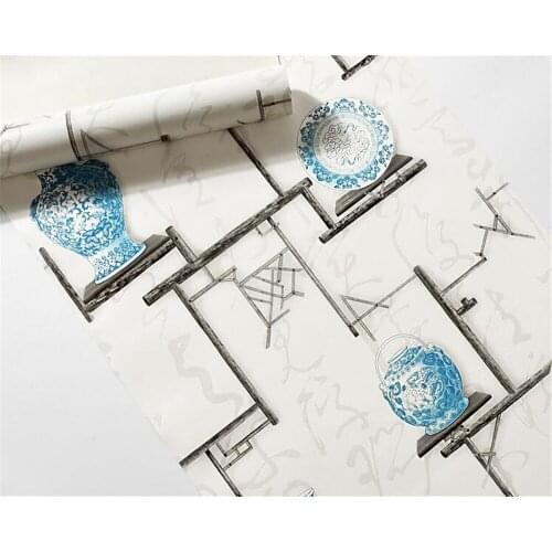 Beibehang Chinese classical living room study teahouse background wallpaper blue and white porcelain wallpaper 3DPVC industry