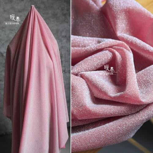 Shiny Pink Stretch Fabric Diamond Sequins DIY Patchwork Party Home Decor Stage Clothes Skirt Wedding Dress Designer Fabric