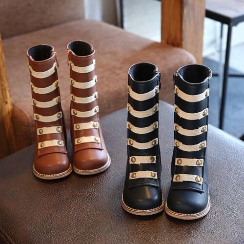 Kid shoes boot girls Children Martin boots Boy&girl Fashion Rivet knee-high boots soft non-slip rubber sole boots 4-12 years old