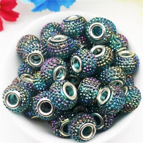 50Pcs/Lot Large Hole Plastic Resin Murano Spacer Beads Charms Fit Pandora Bracelet Bangle Women Earrings for DIY Jewelry Making