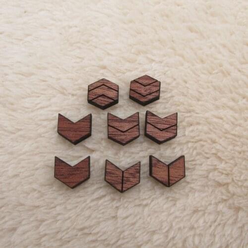 DIY Unfinished Mini Wooden Cabochon Laser Cut Blanks Wood Chevr Cutout For Earring Stud Making Jewerly Supplies