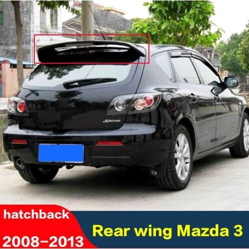 For Mazda 3 Big ABS Material Rear Window Trunk Wing Spoiler 2008-13 Mazda3 M3 Hatchback Roof Color Tail FIN Accessories