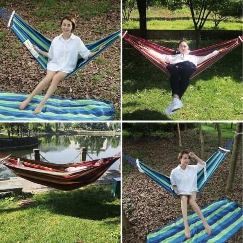 Outdoor camping 2-Person Double Hammock Chair Striped Swing Anti-rollover Outdoor Hammock For Outdoor Camping Travel Hammock