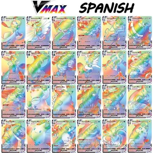Spanish Pokemon VMAX GX Basic V Card Pokemon Flash Rainbow Card Entertainment Collection Board Game Battle Card Kid Toy Gift
