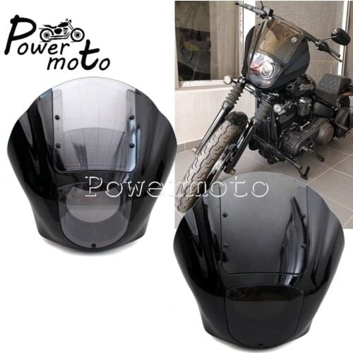Classic Cafe Racer Quarter Fairing 45mm 49mm Headlight Fairing Mask For Harley Sportster Fat Street Bob Bobber Dyna XL FXR FXD
