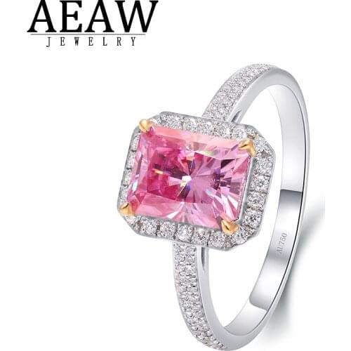 AEAW 5ct 14K White Gold Lab Ruby Ring Diamond Anniversary Classic Fine Jewelry