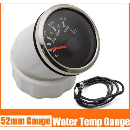 52mm Water Temperature Gauge 40~120 Celsius 100-250 degrees Fahrenheit Red Pointer Water Temp Gauge For Boat Car Black 9~32V
