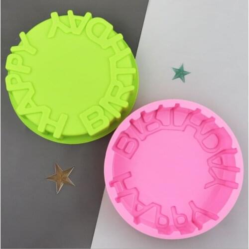 Round Silicone Cake Mold, English Letter Mold, Round HAPPY BIRTHADY Plate