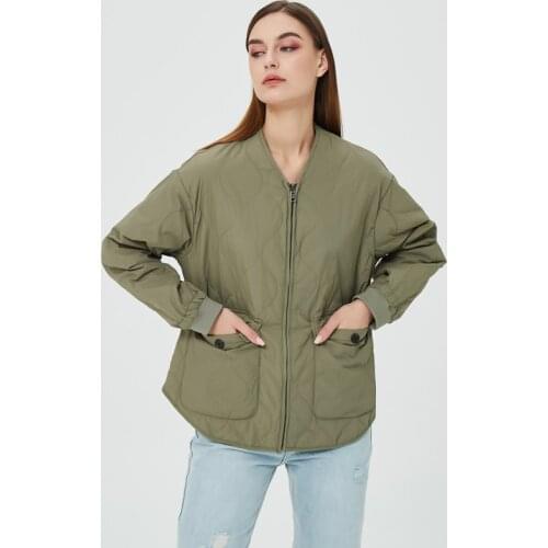 2021 autumn new ZA jacket coat womens Vintage double-sided wear cotton-padded jacket loose straight casual jacket with pockets