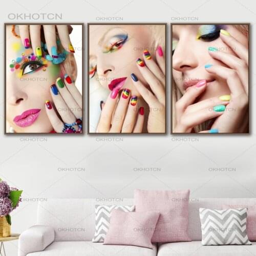 Nail Polish Eye Shadow Fashion Girl Wall Art Canvas Painting Nordic Posters And Prints Wall Pictures Cosmetics Beauty Shop Decor
