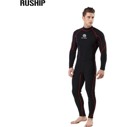 Men 3mm Neoprene Wetsuit long sleeve Spearfishing snorkeling one piece diving suits warm keeping patchwork Rash Guards swimwear