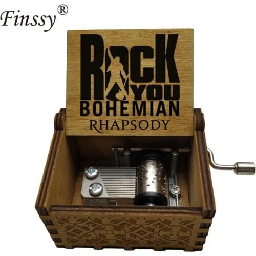 Queen band color print Music Box Wooden Hand ed Custom Song Bohemian Rhapsody music theme 2021 New arrival fans students gift
