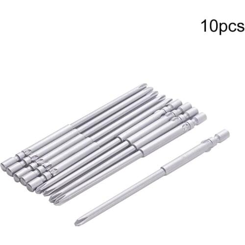 10pcs Round Shank Phillips Screwdriver Bits 3PH1 PH2 2PH0 3PH1 PH1 4mm/5mm Dia L:80mm S2 Steel Cross Head Magnetic Screw Driver