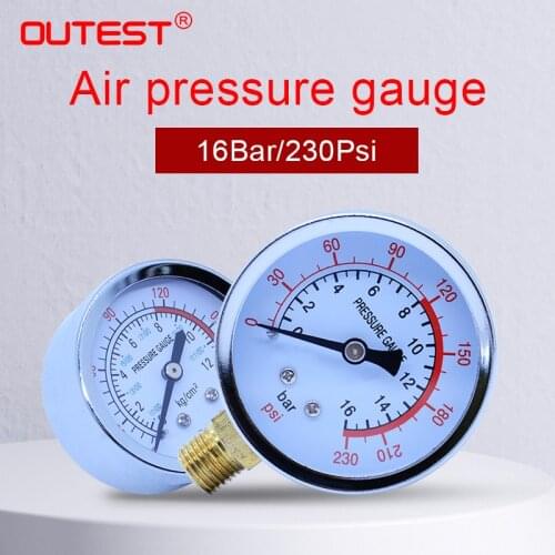 OUTEST Air Compressor Pneumatic Hydraulic Fluid Pressure Gauge Double Scale Pressure Measurer Manometer Hydraulic Pressure