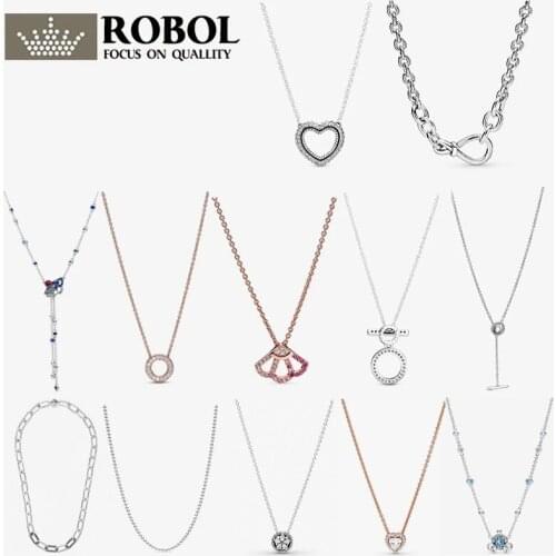 4 High Quality Original 925 Sterling Silver Necklace Pink Fan Collier Necklace Woman Jewelry Gift Free Shipping Wholesale