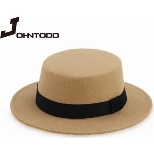 Women Fall Winter Vintage Bucket Classic Retro Jazz Ladies Female Fashion Top Hat Fedoras Cotton Felt Caps Flat Casual Girl