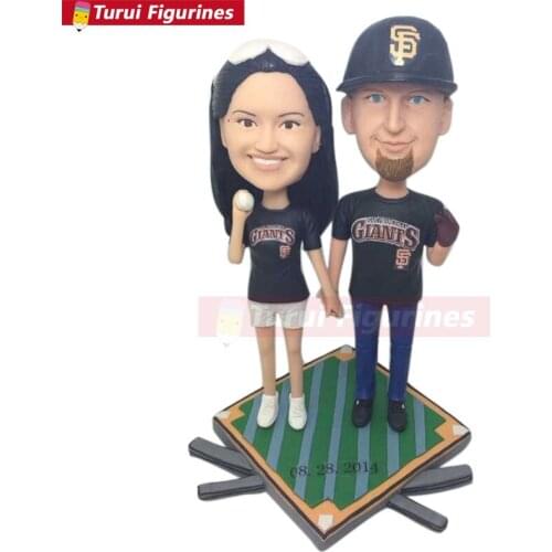 Personalized Wedding Cake Topper Giants Girlfriend Boyfriend Gift Custom Bobble Head Baseball Wedding Cake Topper Giant