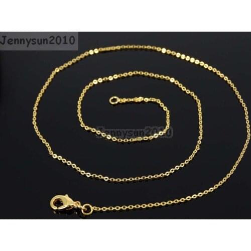 Flat Oval Cable Link Chains Lobster Clasp Necklace 18'' 20 Pcs Chains/Pack