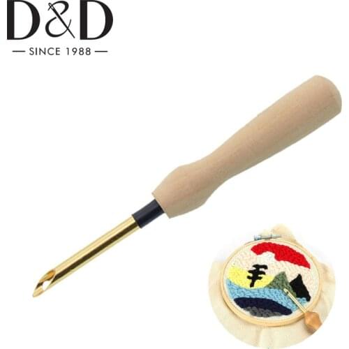 Wooden Handle Embroidery Pen Punch Needle DIY Cross Stitch Punch Needle for Stitching Felting Threader Knitting Sewing Tools