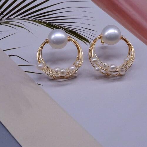 Beautiful white freshwater pearl earrings, handmade dewdrop earrings, gold earrings for women, White pearl jewelry