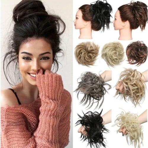 SHUOHAN Synthetic High Temperature Fiber Curly Hair Bun Chignon Cocktail Elastic Rubber Band Rope Messy Q17
