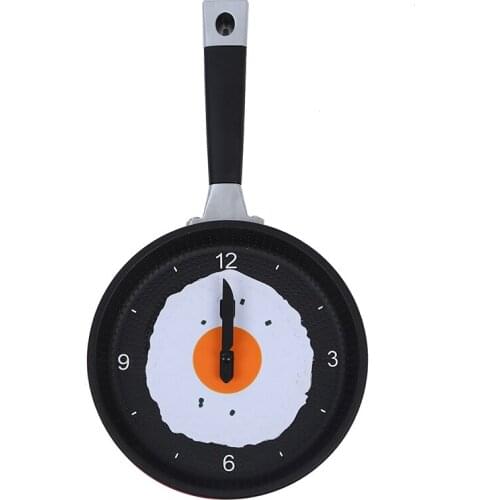 Frying Pan Clock with Fried Egg - Novelty Hanging Kitchen Cafe Wall Clock Kitchen