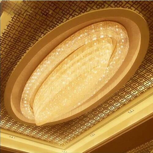 Luxury Hotel Project Crystal Light Hotel Club Ceiling Ballroom Oval Lobby Crystal Light led lighting fixture led lamps for home
