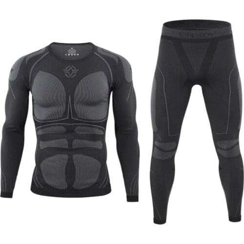 Men Seamless Tight Tactical Thermal Underwear Outdoor Sports Function Training Cycling Sets Breathable Run Fitness Tracksuits