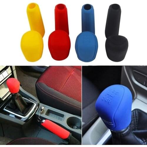 Universal Manual Gear Shift Collars Car Silicone Gear Head Shift Knob Cover Handbrake Grip Car Hand Brake Covers Case
