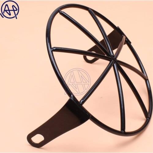 Vintage Old School Metal Black Grill Motorcycle Side Mount Headlight Protector Cover Universal For Honda Yamaha Kawasaki Chopper