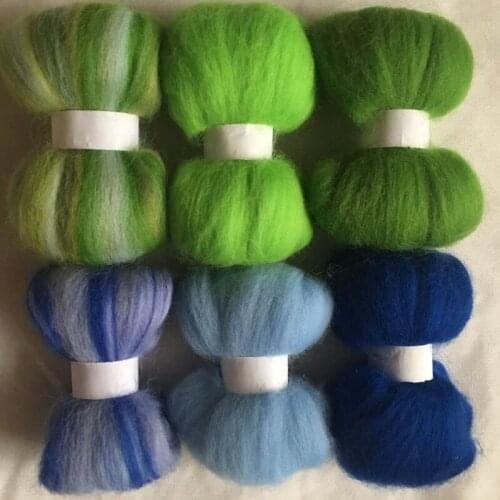 WFPFBEC 70s feltro mixed clolrs feutrine naaldvilten lana merino wool fibre roving for needle feling kit wool diy crafa 60g
