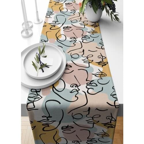 Runner 40*140 Cm Portrait Pattern Suede Woven Table Cloth Kitchen Living Room Gift