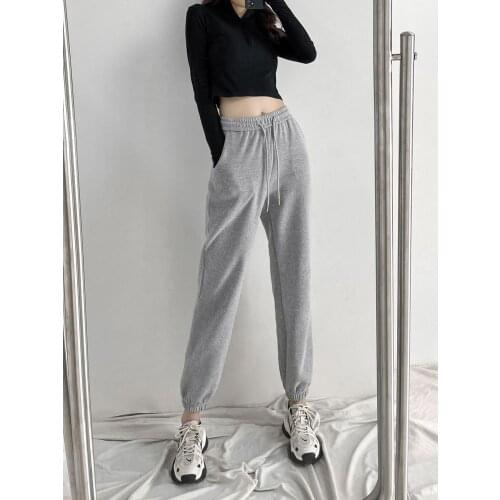 Women Pants Spring 2021 Sweatpants High Waist Elastic Waist Casual Loose Gray Sports Pants For Women Pantalones De Mujer