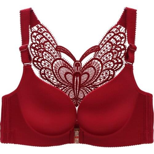 Plus Size Sexy Push Up Bra Backless Bralette Breast Seamless Bras Front Closure Butterfly Brassiere for Women D E 120 115 110 bh
