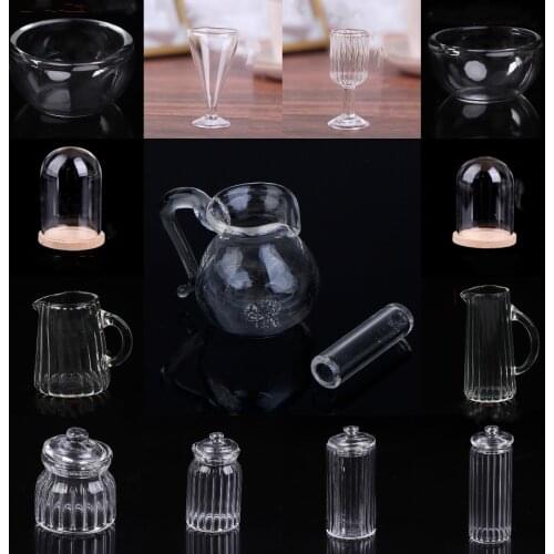 1/12 Dollhouse Miniature Glass Water Pot Kettle Display Jar Series Model Toy Doll House Decor