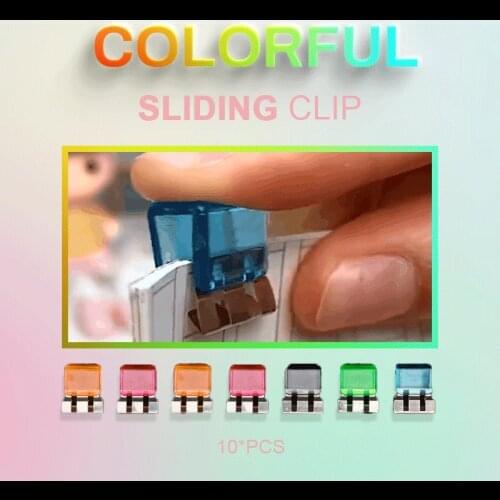 10PCS Colorful Sliding Clip Paperclips Creative Assorted Colored Document Clips Office Clips School Personal Document Organizer