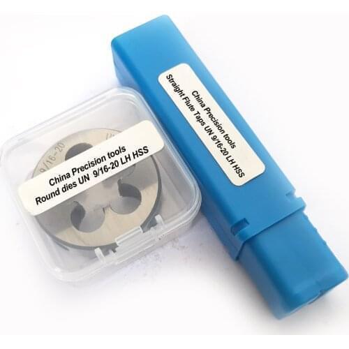 2pcs HSS Left Hand Unified thread tap and die set UNC 9/16 9/16-12 Fine thread Straight flute taps Dies sets UNF 9/16-18 9/16-20