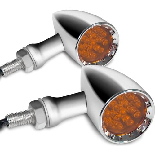 2X Motor LED Chrome Bullet Brake Stop Running Amber Turn Signal Tail Light For Harley Yamaha Honda Kawasaki Cafe Racer Chopper