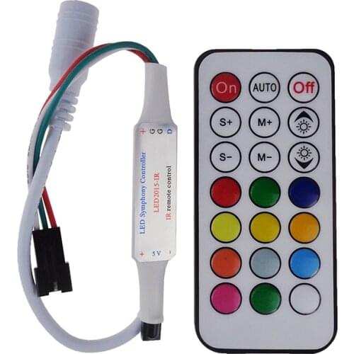21Key DC5V WS2812 WS2812B IR LED Controller 63 Kinds Effects Led Pixel Controller For Led Strips Full Color Led controller 1PCS