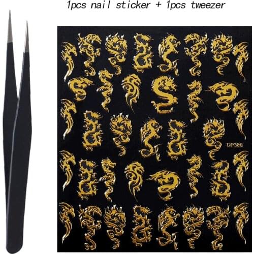 3D Nail Art Dragon Decals Stickers Snake Leopard Series Design Self Adhesive Nail Sticker Tips Decorations