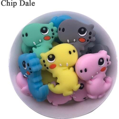 Chip Dale 5pcs Baby Silicone Teether Beads Mini Dinosaur Bead DIY Nursing Necklace Bracelet Pacifier Chain Baby Products